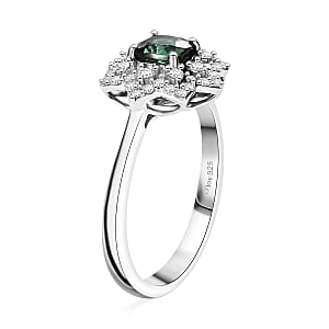 D'Joy Premium Santa Rosa Tourmaline and Moissanite 1.00 ctw Ring in Rhodium Over Sterling Silver (Size 8.0)
