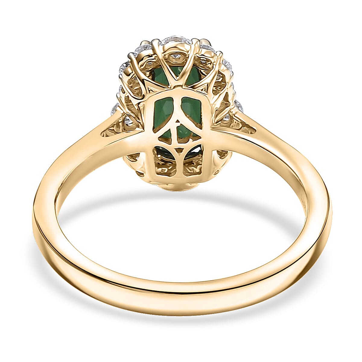 Certified & Appraised AAA Santa Rosa Tourmaline and Luxuriant Lab Grown Diamond G-H SI 2.03 ctw Ring in 10K Yellow Gold (Size 10.5) image number 4