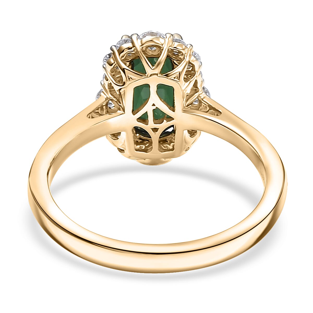 Certified & Appraised AAA Santa Rosa Tourmaline and Luxuriant Lab Grown Diamond G-H SI 2.03 ctw Ring in 10K Yellow Gold (Size 9.0) image number 4