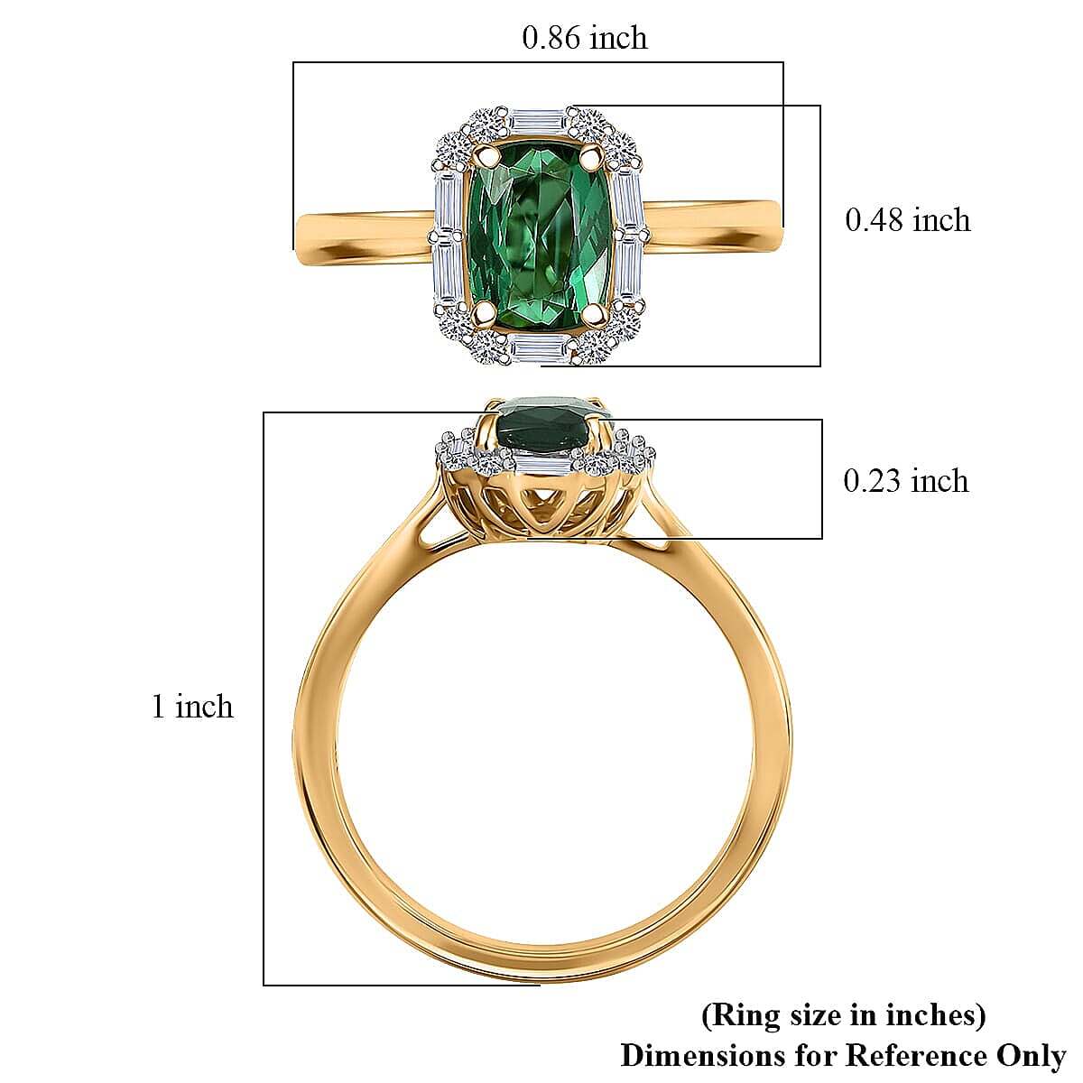 Certified & Appraised AAA Santa Rosa Tourmaline and Luxuriant Lab Grown Diamond G-H SI 1.74 ctw Ring in 10K Yellow Gold (Size 10.0)
