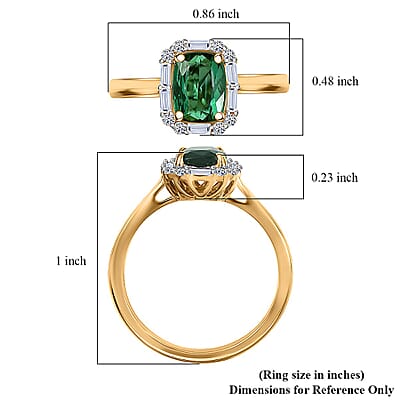Certified & Appraised AAA Santa Rosa Tourmaline and Luxuriant Lab Grown Diamond G-H SI 1.74 ctw Ring in 10K Yellow Gold (Size 10.0)