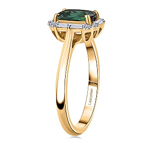 Certified & Appraised AAA Santa Rosa Tourmaline and Luxuriant Lab Grown Diamond G-H SI 1.74 ctw Ring in 10K Yellow Gold (Size 5.5)