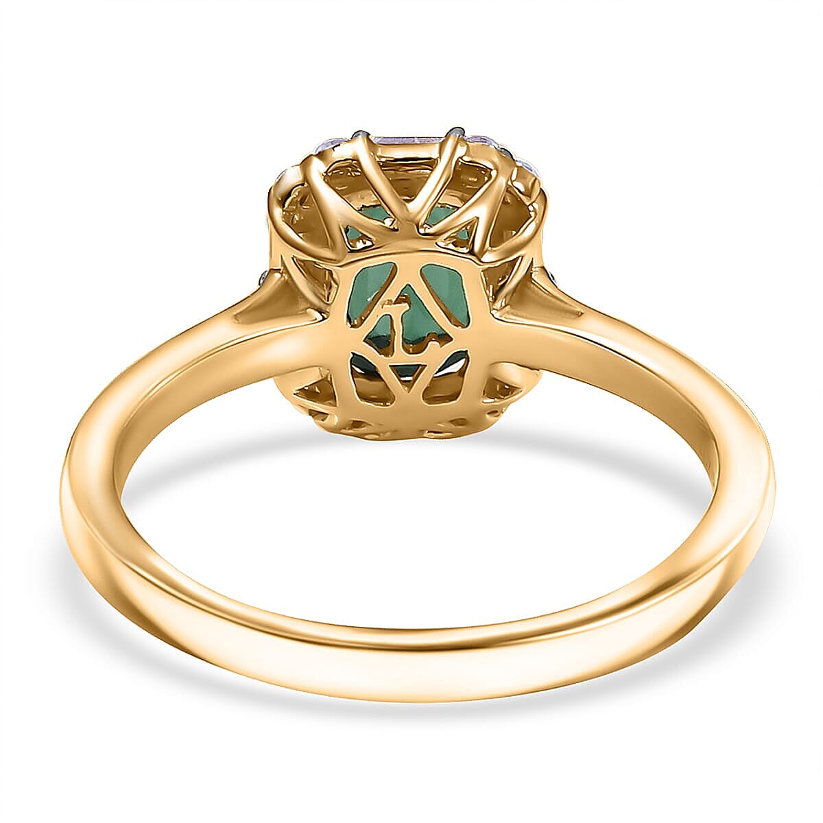 Certified & Appraised AAA Santa Rosa Tourmaline and Luxuriant Lab Grown Diamond G-H SI 1.74 ctw Ring in 10K Yellow Gold (Size 5.5) image number 4