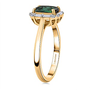 Certified & Appraised AAA Santa Rosa Tourmaline and Luxuriant Lab Grown Diamond G-H SI 1.74 ctw Ring in 10K Yellow Gold (Size 6.0)