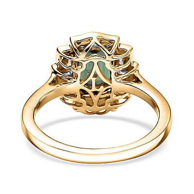 Certified & Appraised AAA Santa Rosa Tourmaline and Luxuriant Lab Grown Diamond G-H SI 1.80 ctw Ring in 10K Yellow Gold (Size 10.0)