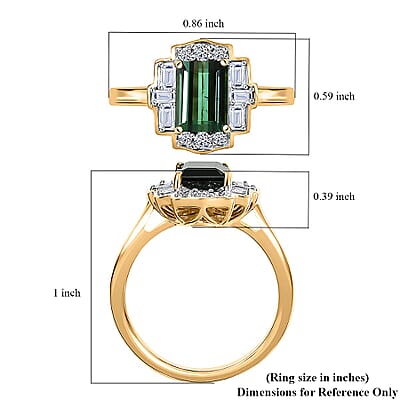 Certified & Appraised AAA Santa Rosa Tourmaline and Luxuriant Lab Grown Diamond G-H SI 1.80 ctw Ring in 10K Yellow Gold (Size 10.0)