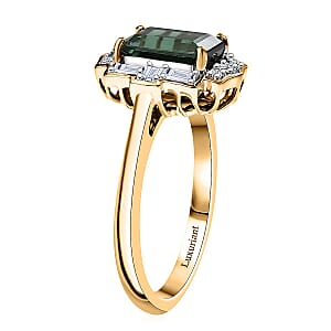 Certified & Appraised AAA Santa Rosa Tourmaline and Luxuriant Lab Grown Diamond G-H SI 1.80 ctw Ring in 10K Yellow Gold (Size 11.0)