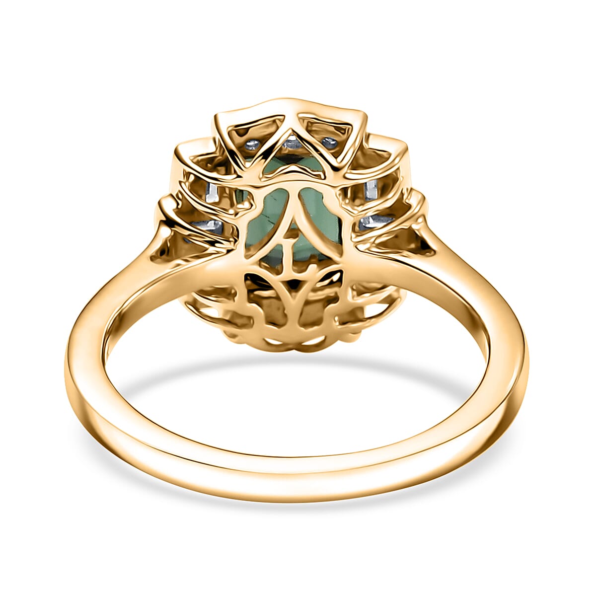 Certified & Appraised AAA Santa Rosa Tourmaline and Luxuriant Lab Grown Diamond G-H SI 1.80 ctw Ring in 10K Yellow Gold (Size 7.0) image number 4