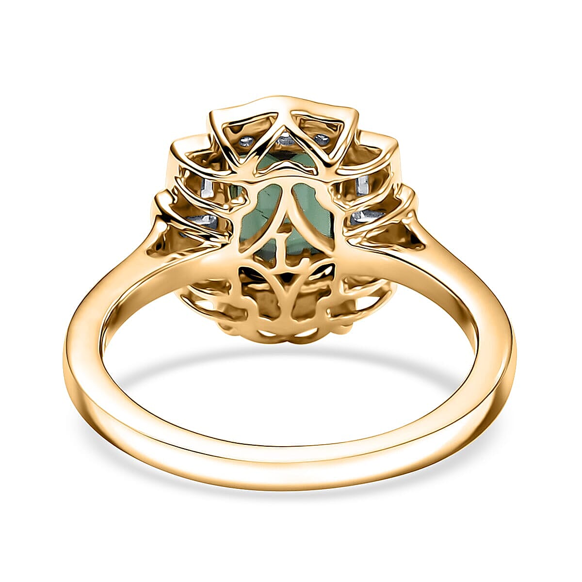 Certified & Appraised AAA Santa Rosa Tourmaline and Luxuriant Lab Grown Diamond G-H SI 1.80 ctw Ring in 10K Yellow Gold (Size 9.5) image number 4