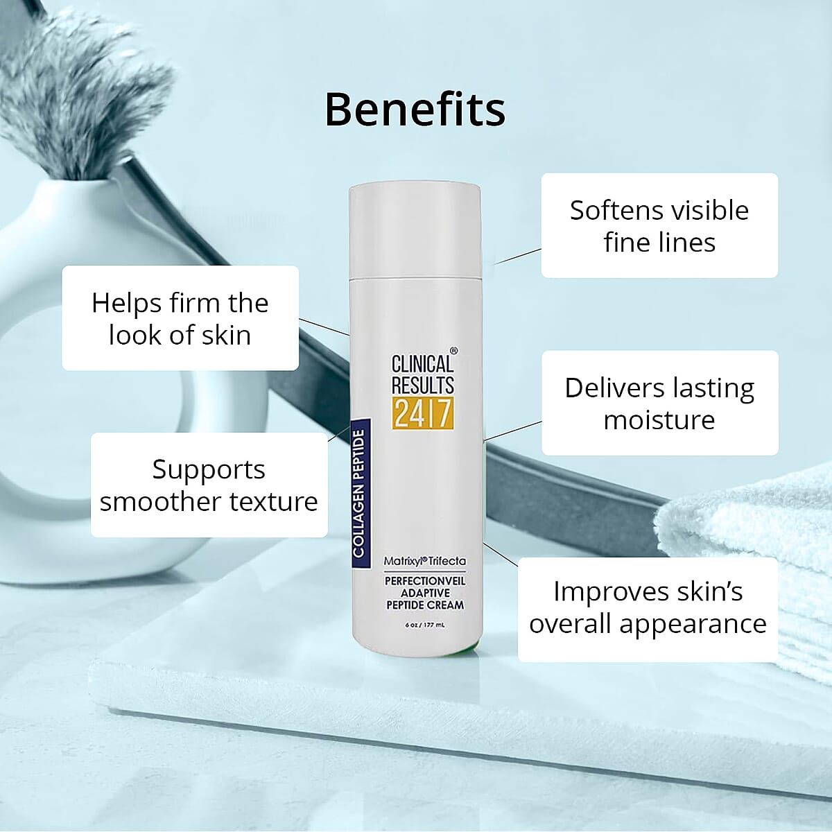 Clinical Results 24/7 Matrixyl Trifecta Perfection Veil Adaptive Peptide Cream (6oz) Made in US image number 3