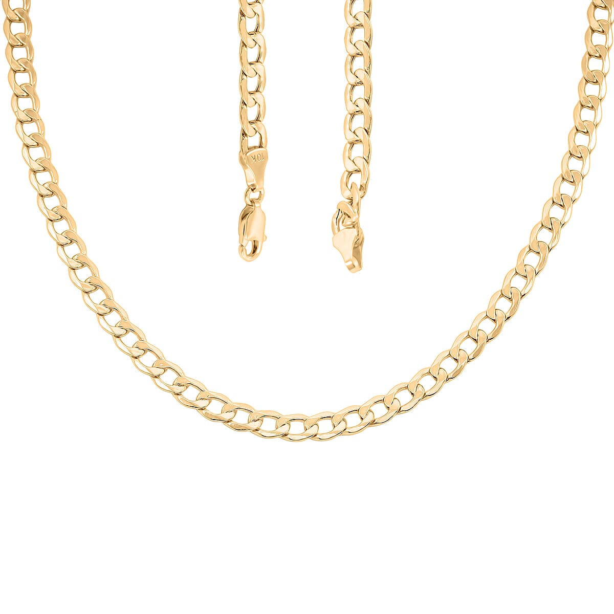 Diamond-cut Curb Chain Necklace in 10K Yellow Gold 10.1 Grams 22 Inches image number 2