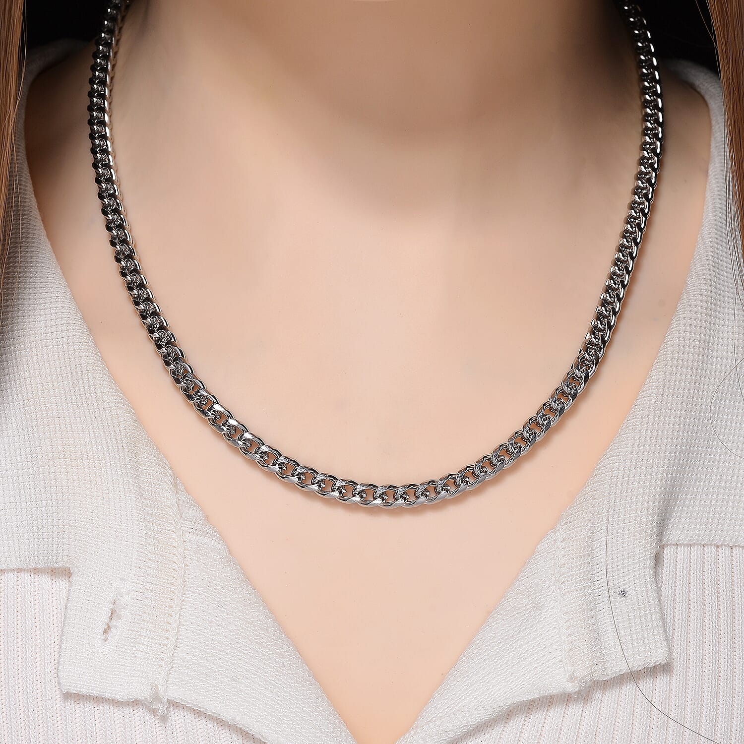 Criss Cross Chain Necklace in Stainless Steel (18-20 Inches)