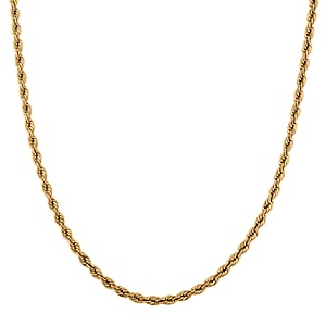 Rope Chain Necklace in ION Plated YG Stainless Steel 18-20 Inches