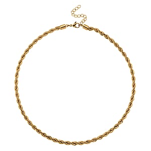 Rope Chain Necklace in ION Plated YG Stainless Steel 18-20 Inches