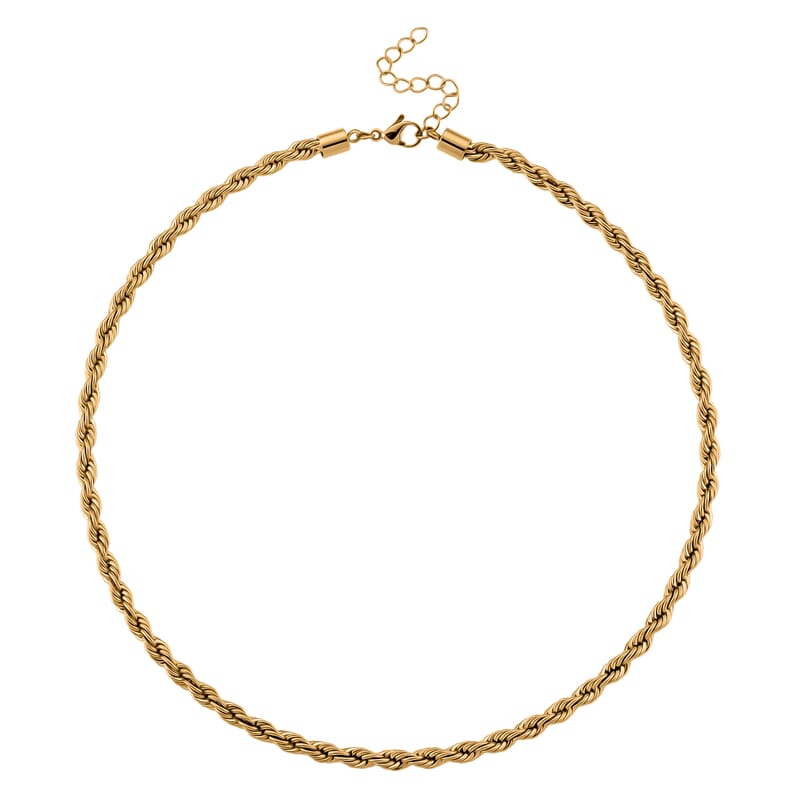 Rope Chain Necklace in ION Plated YG Stainless Steel 18-20 Inches