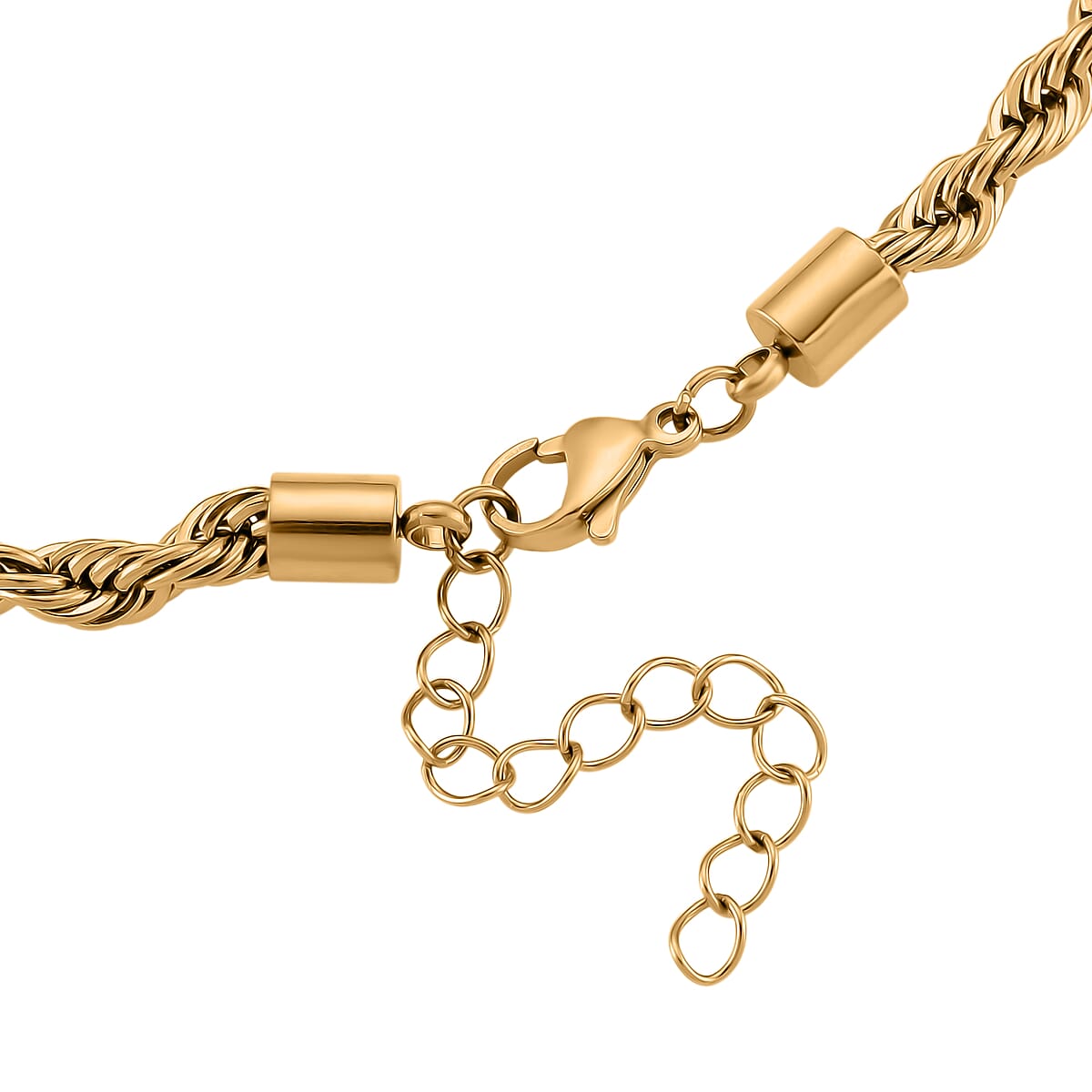 Rope Chain Necklace in ION Plated YG Stainless Steel 18-20 Inches image number 4