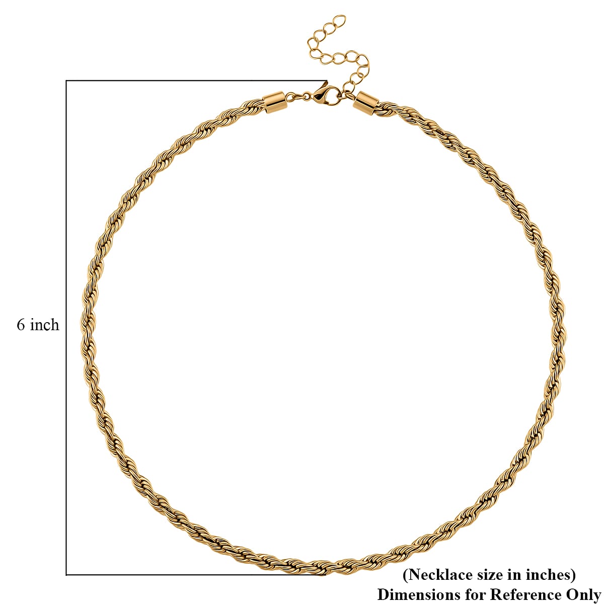 Rope Chain Necklace in ION Plated YG Stainless Steel 18-20 Inches image number 5