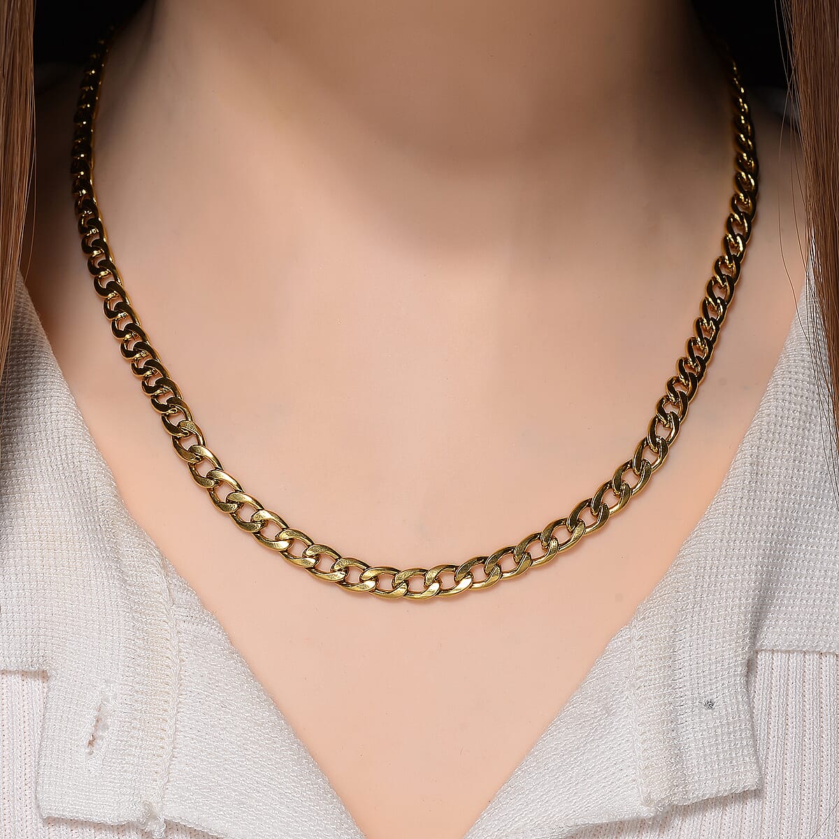 Cuban Classic Luxe Necklace in ION Plated YG Stainless Steel 18-20 Inches image number 1