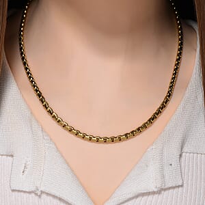 Fancy Link Chain Necklace in ION Plated YG Stainless Steel 18-20 Inches