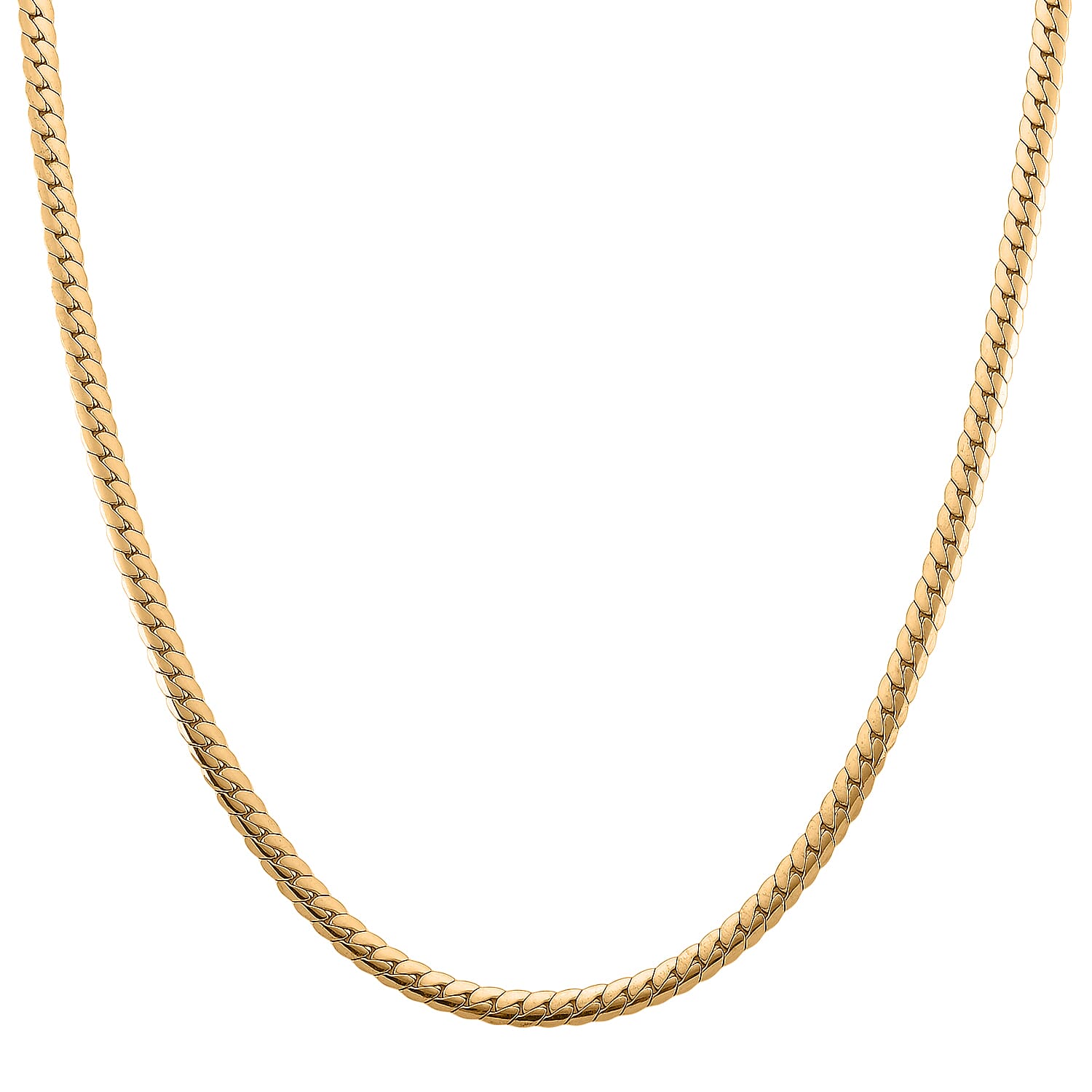 Flat Cuban Link Chain Necklace in ION Plated YG Stainless Steel 18-20 Inches
