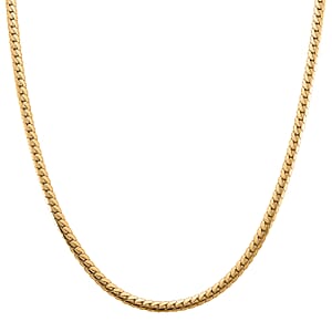 Flat Cuban Link Chain Necklace in ION Plated YG Stainless Steel 18-20 Inches