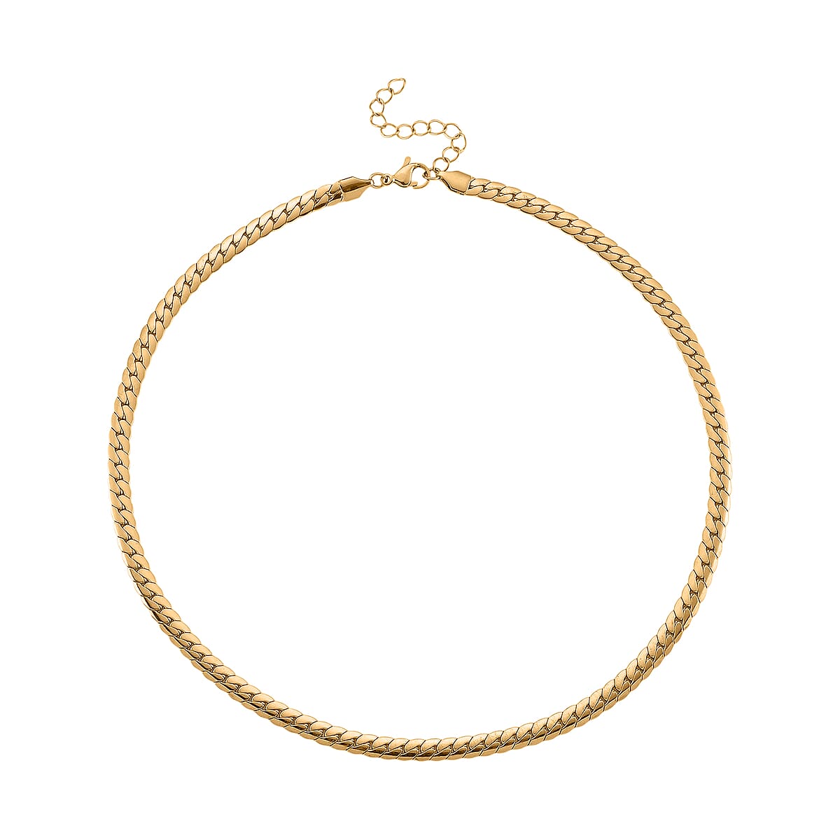 Flat Cuban Link Chain Necklace in ION Plated YG Stainless Steel 18-20 Inches image number 2