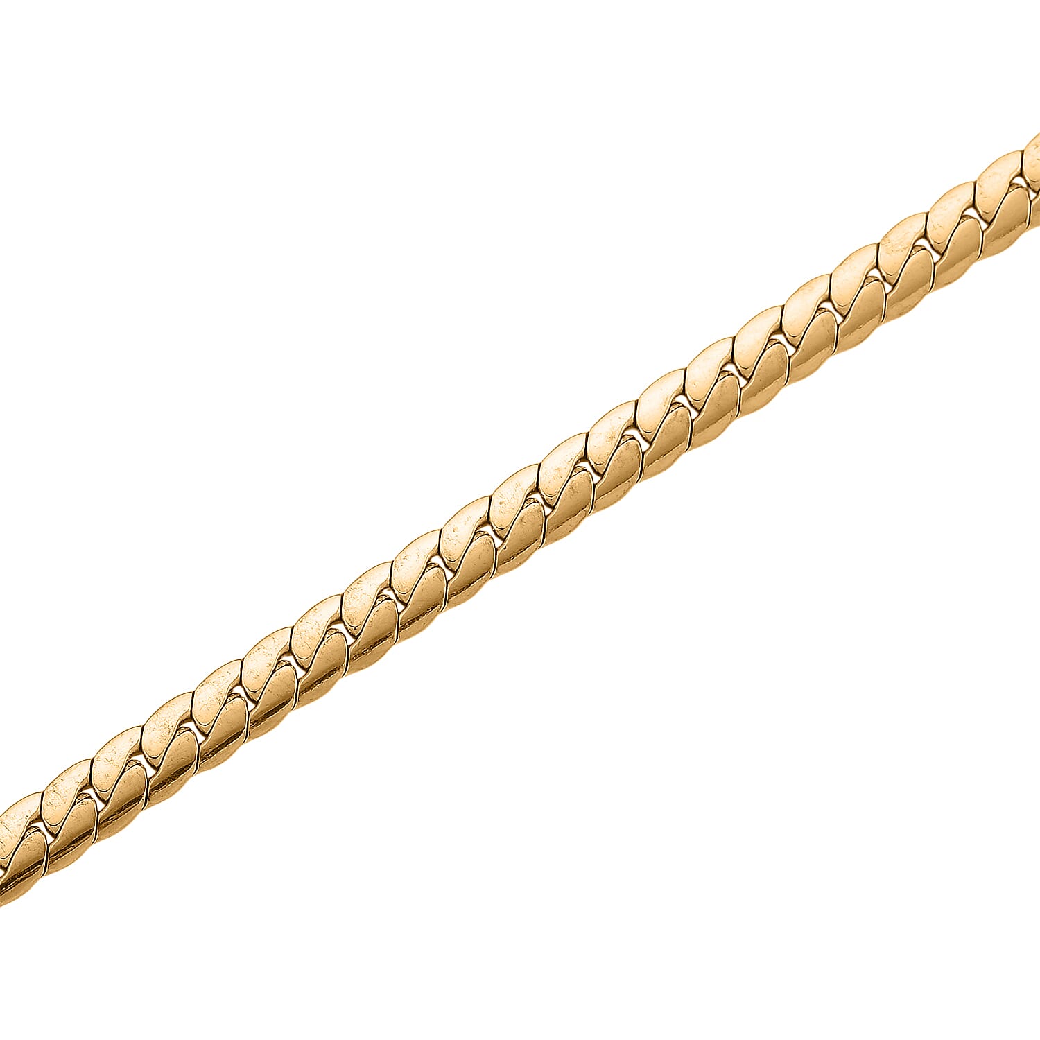 Flat Cuban Link Chain Necklace in ION Plated YG Stainless Steel 18-20 Inches