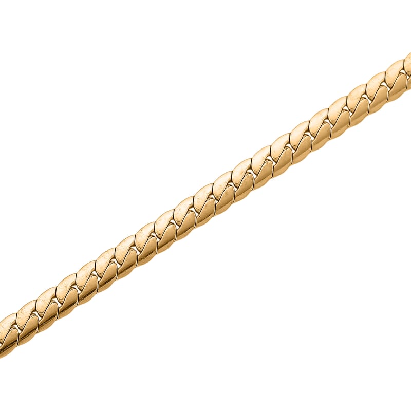 Flat Cuban Link Chain Necklace in ION Plated YG Stainless Steel 18-20 Inches