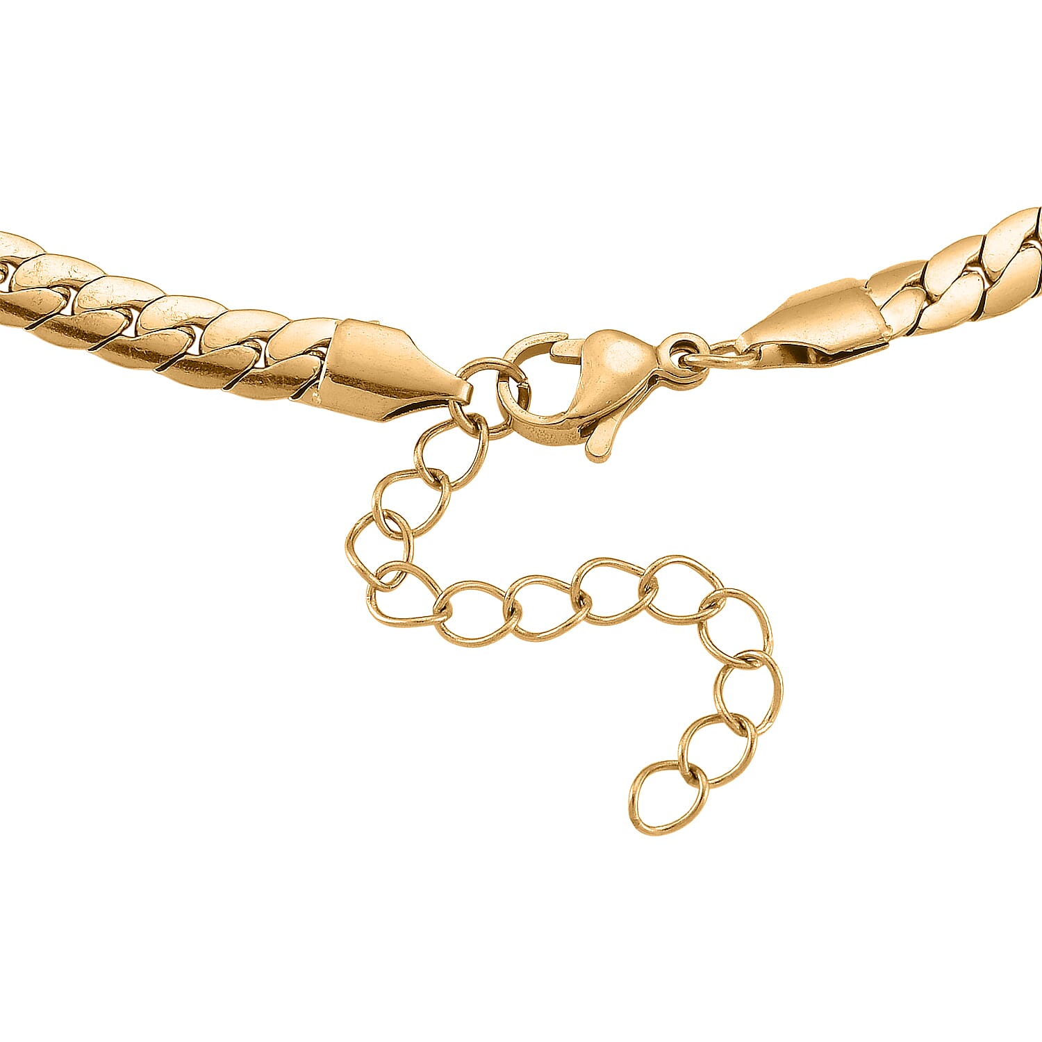 Flat Cuban Link Chain Necklace in ION Plated YG Stainless Steel 18-20 Inches