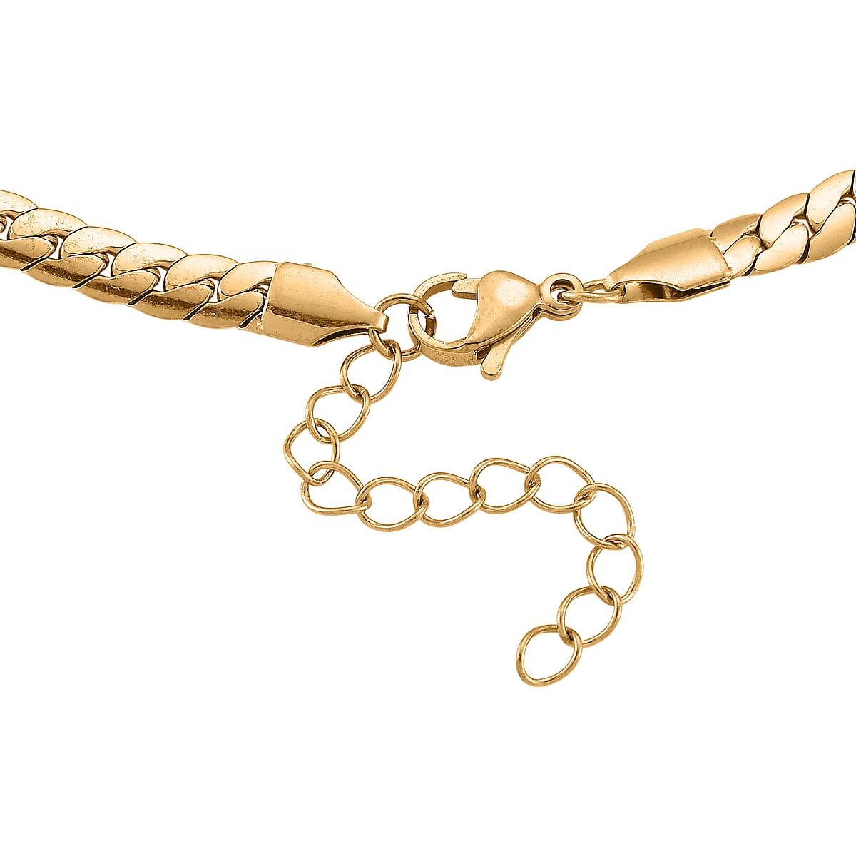 Flat Cuban Link Chain Necklace in ION Plated YG Stainless Steel 18-20 Inches image number 4