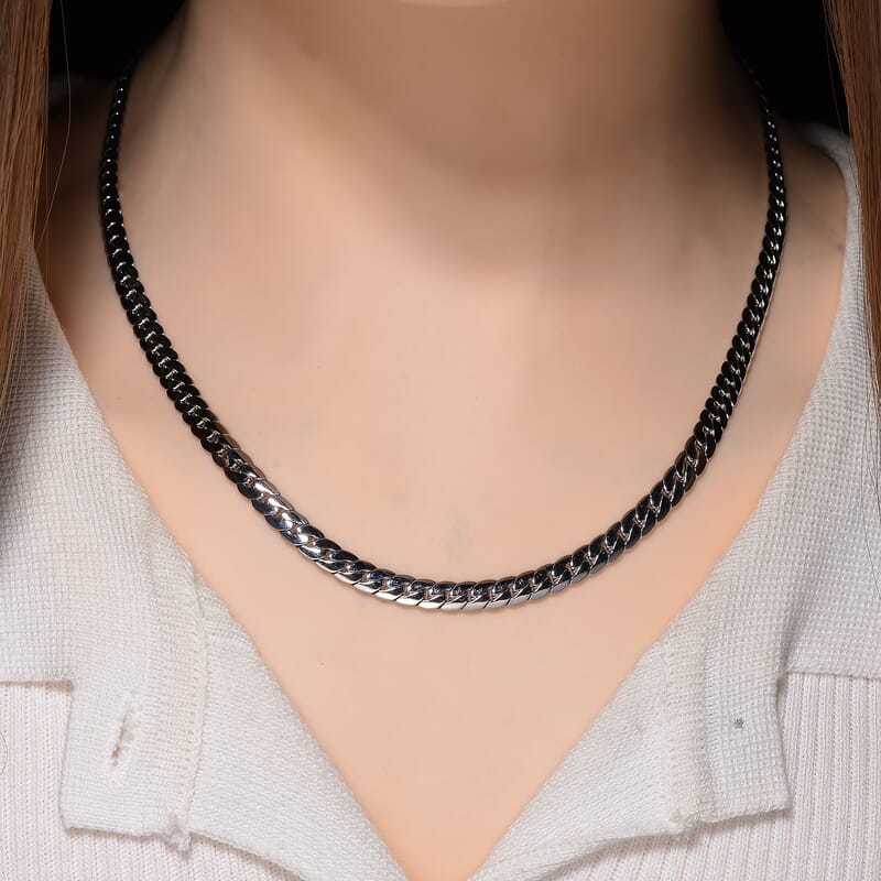 Flat Cuban Link Chain Necklace in Stainless Steel 18-20 Inches