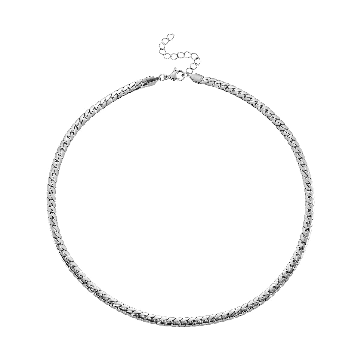 Flat Cuban Link Chain Necklace in Stainless Steel 18-20 Inches image number 2