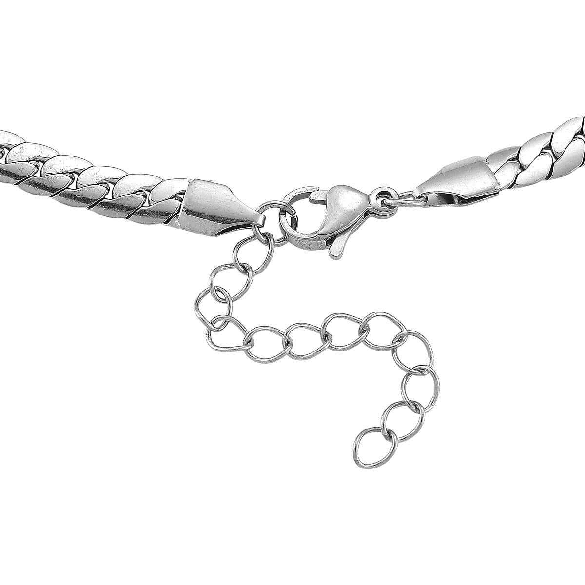 Flat Cuban Link Chain Necklace in Stainless Steel 18-20 Inches image number 4