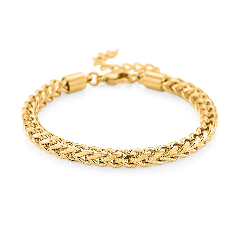 Criss Cross Chain Bracelet in ION Plated YG Stainless Steel (7-9 Inches)