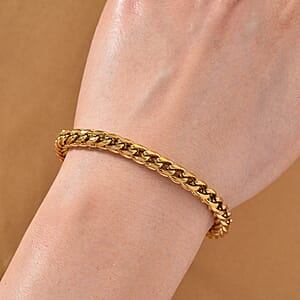 Criss Cross Chain Bracelet in ION Plated YG Stainless Steel (7-9 Inches)