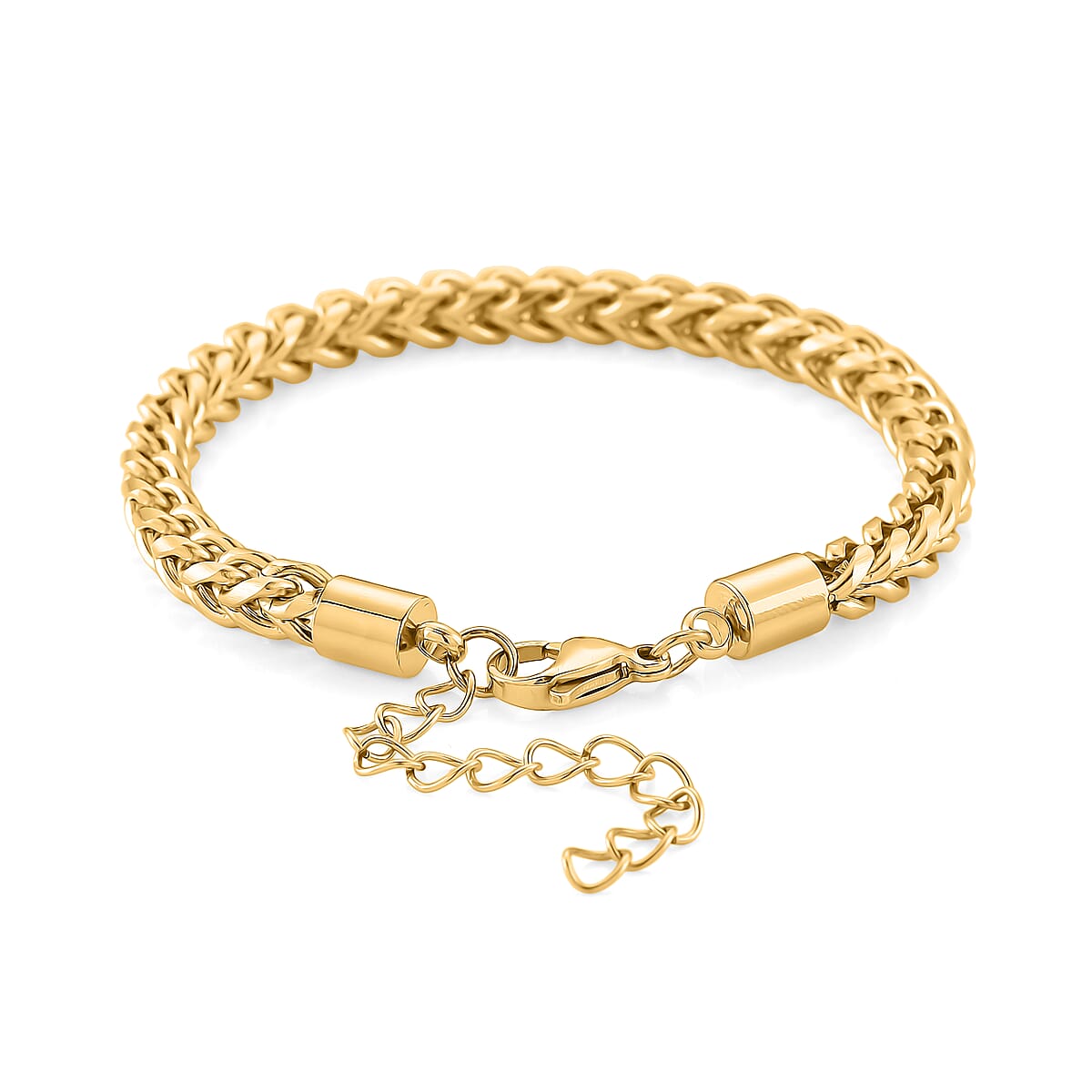 Criss Cross Chain Bracelet in ION Plated YG Stainless Steel (7-9In) image number 2