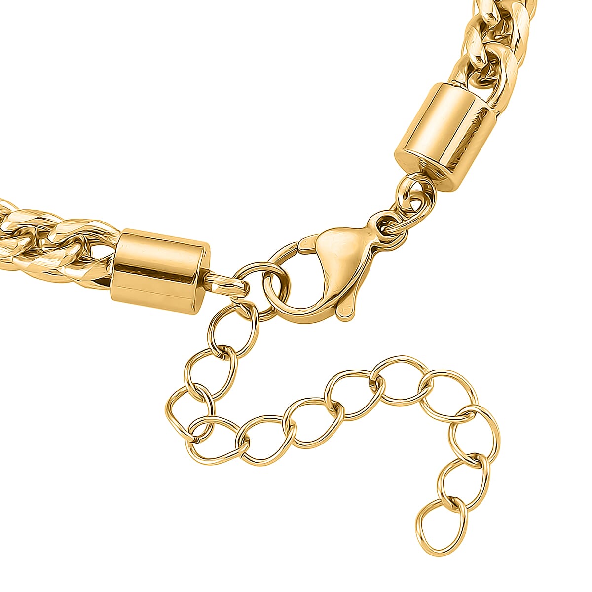 Criss Cross Chain Bracelet in ION Plated YG Stainless Steel (7-9In) image number 3