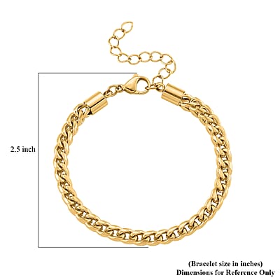 Criss Cross Chain Bracelet in ION Plated YG Stainless Steel (7-9 Inches)