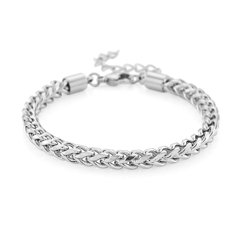 Criss Cross Chain Bracelet in Stainless Steel (7-9 Inches)