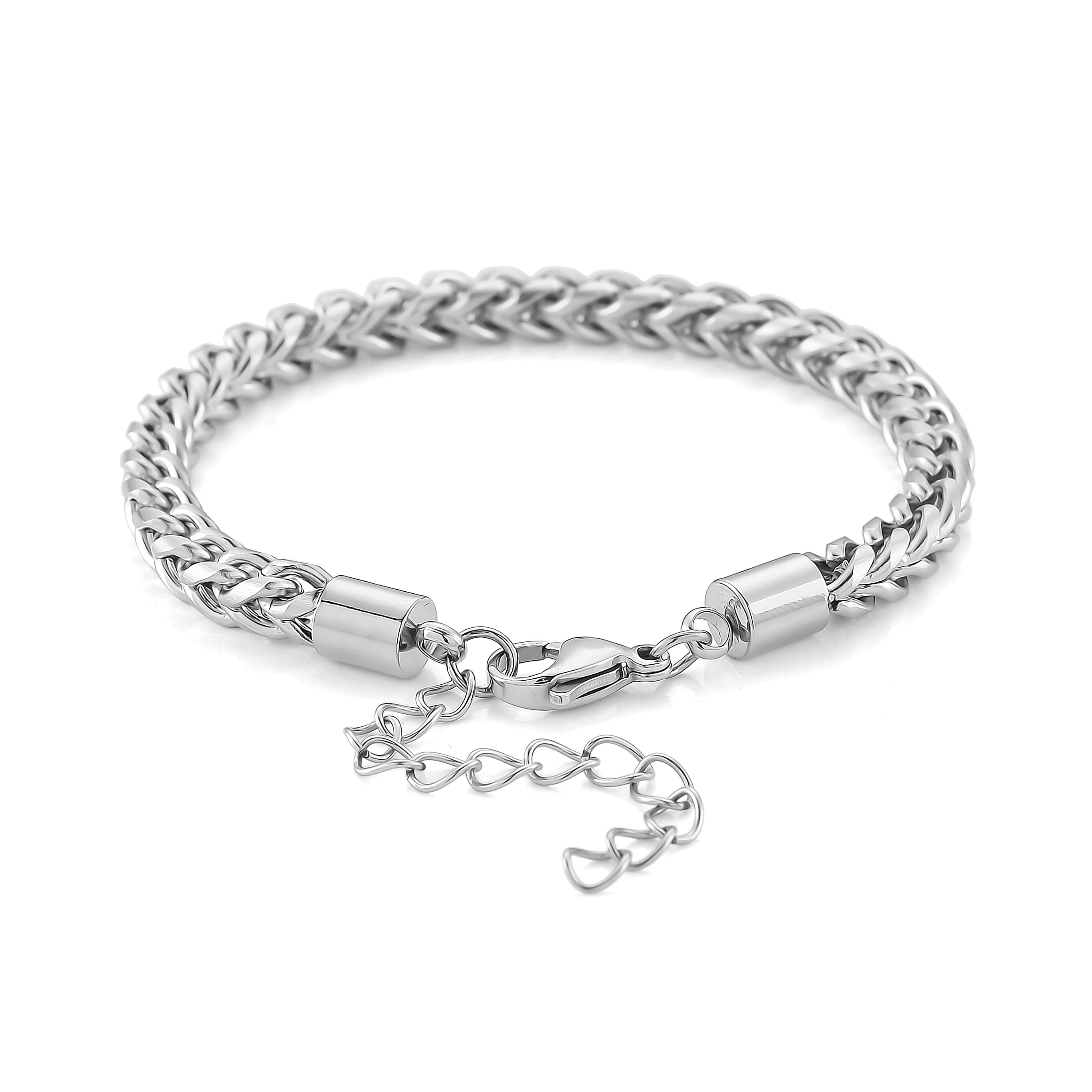 Criss Cross Chain Bracelet in Stainless Steel (7-9 Inches)