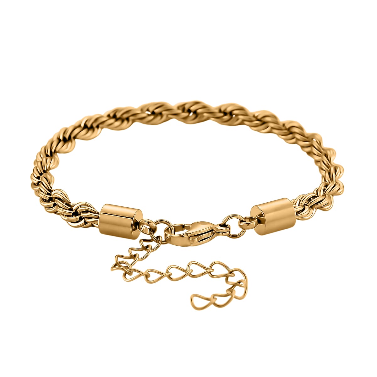 Rope Chain Bracelet in ION Plated YG Stainless Steel (7-9In) image number 2