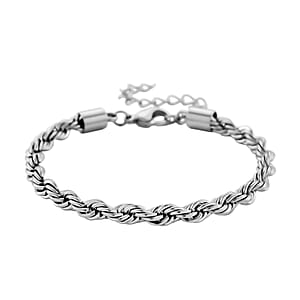 Rope Chain Bracelet in Stainless Steel (7-9In)
