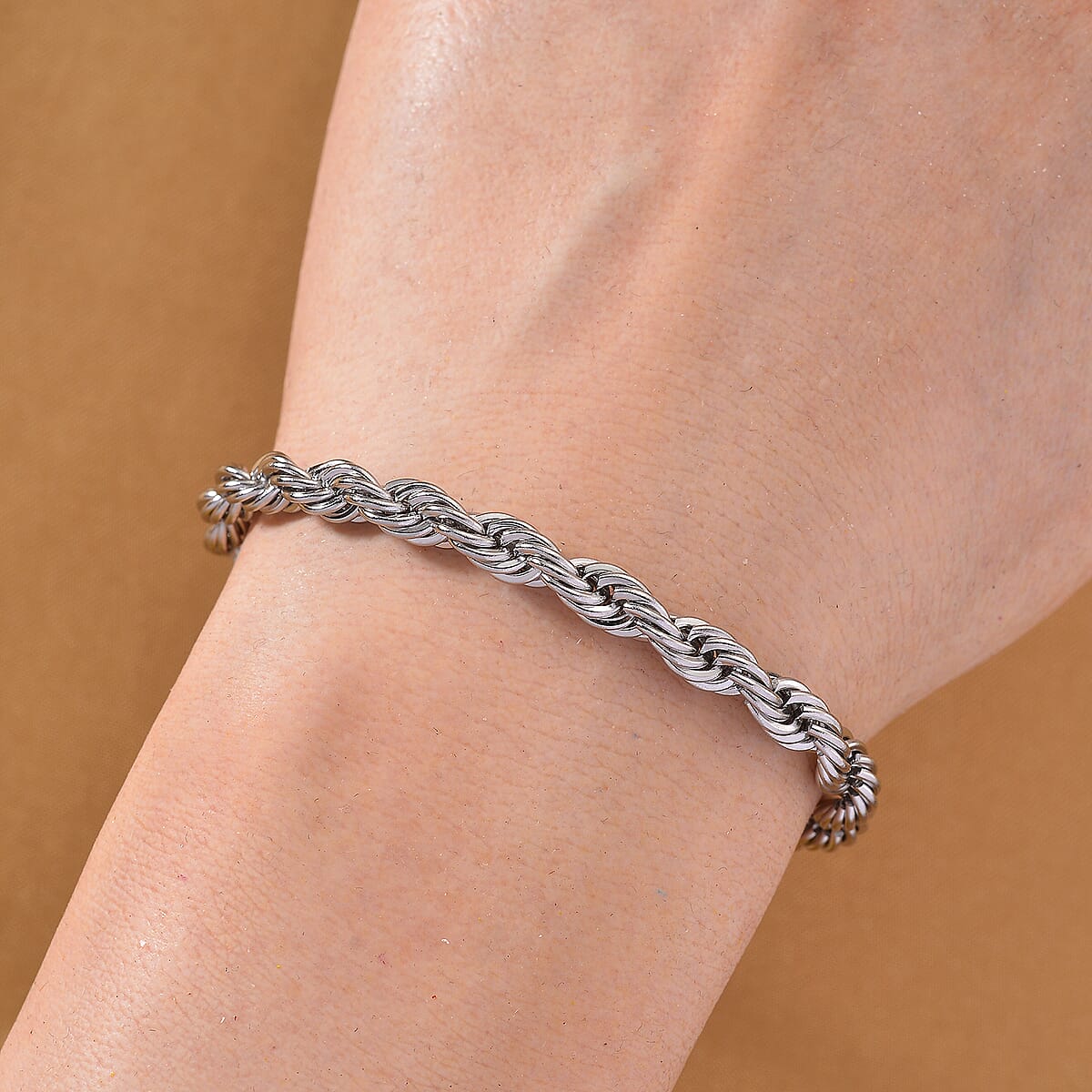 Rope Chain Bracelet in Stainless Steel (7-9In) image number 1