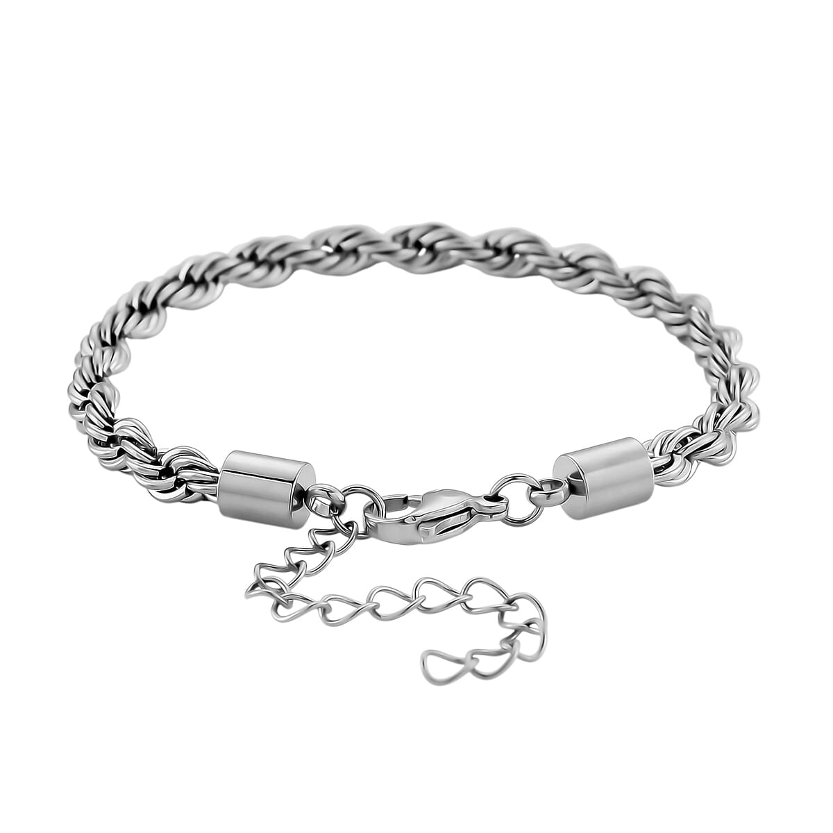 Rope Chain Bracelet in Stainless Steel (7-9In) image number 2