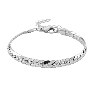 Flat Cuban Link Chain Bracelet in Stainless Steel (7-9In)