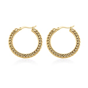 Criss Cross Hoop Earrings in ION Plated YG Stainless Steel