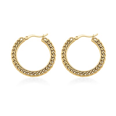 Criss Cross Hoop Earrings in ION Plated YG Stainless Steel