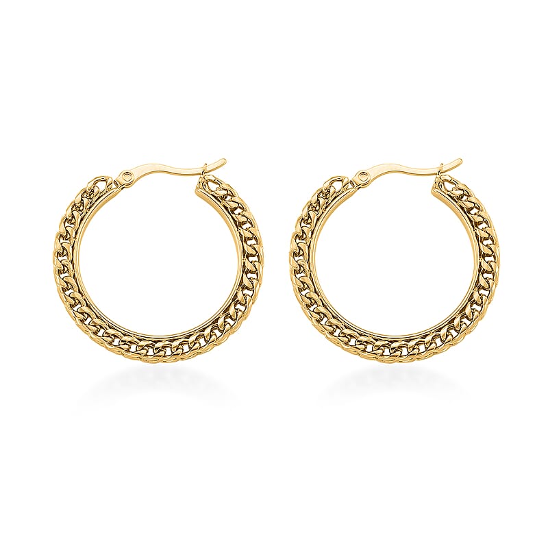 Criss Cross Hoop Earrings in ION Plated YG Stainless Steel