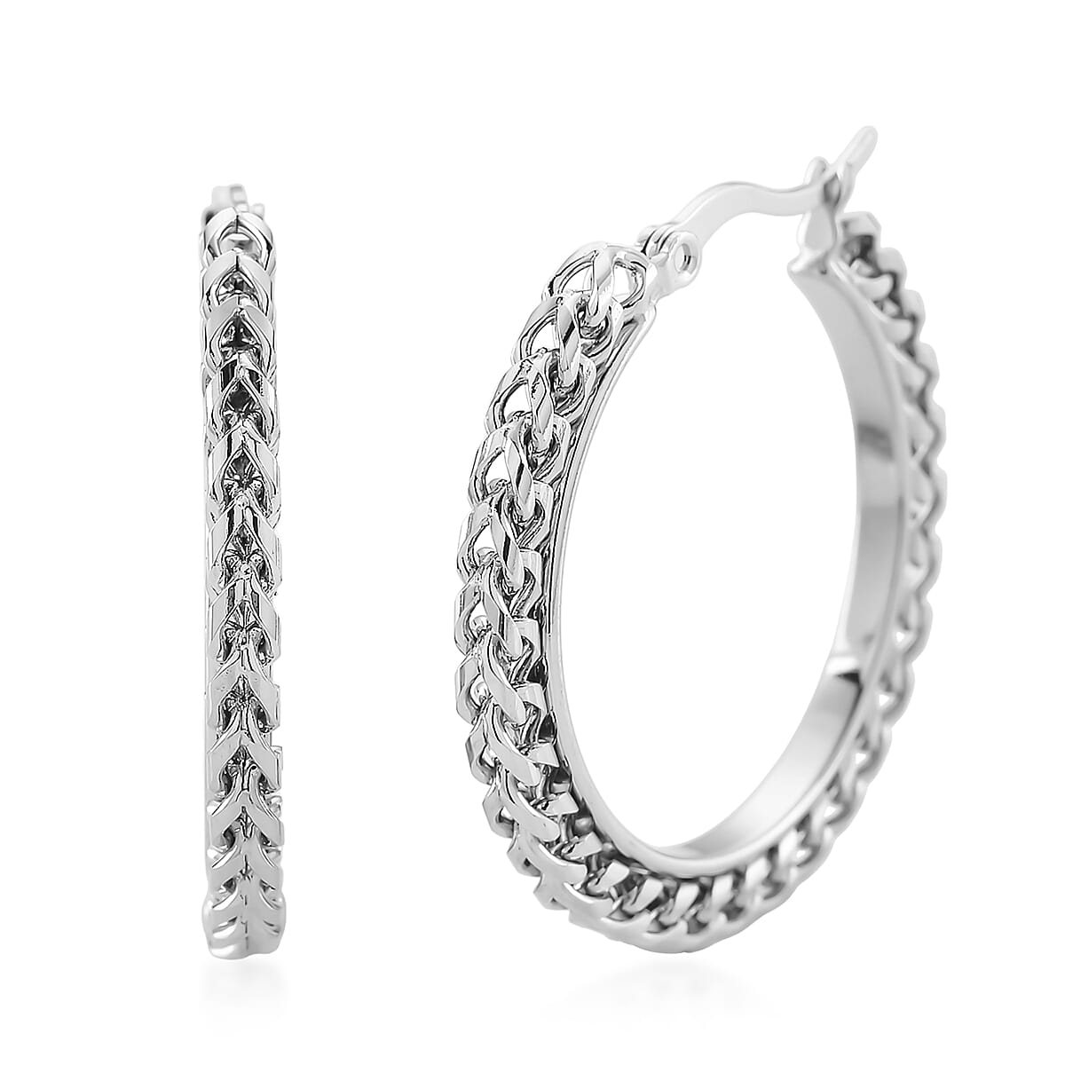 Criss Cross Hoop Earrings in Stainless Steel