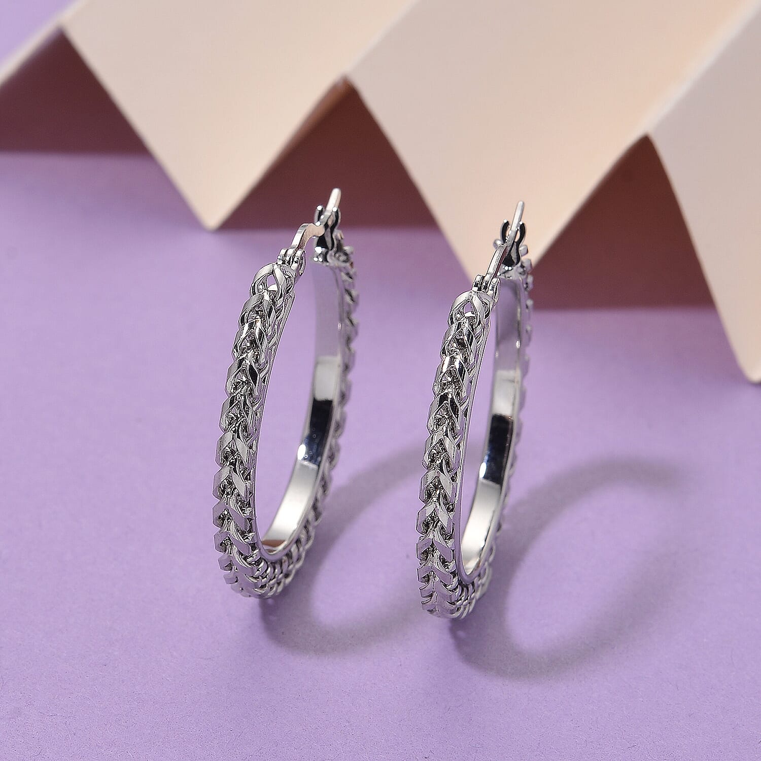 Criss Cross Hoop Earrings in Stainless Steel